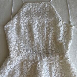 Boulee Women's White Cream Floral Lace Halter Summer Top Blouse Open Back Beach